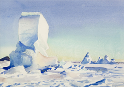 Austen Deans, Stranded iceberg, Cape Royds, 1981. Watercolour on paper. Collection of the Artist.